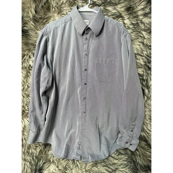 Armani Collezioni Grey Striped Men's Long‎ Sleeve Button Up Shirt Size L - Picture 1 of 4
